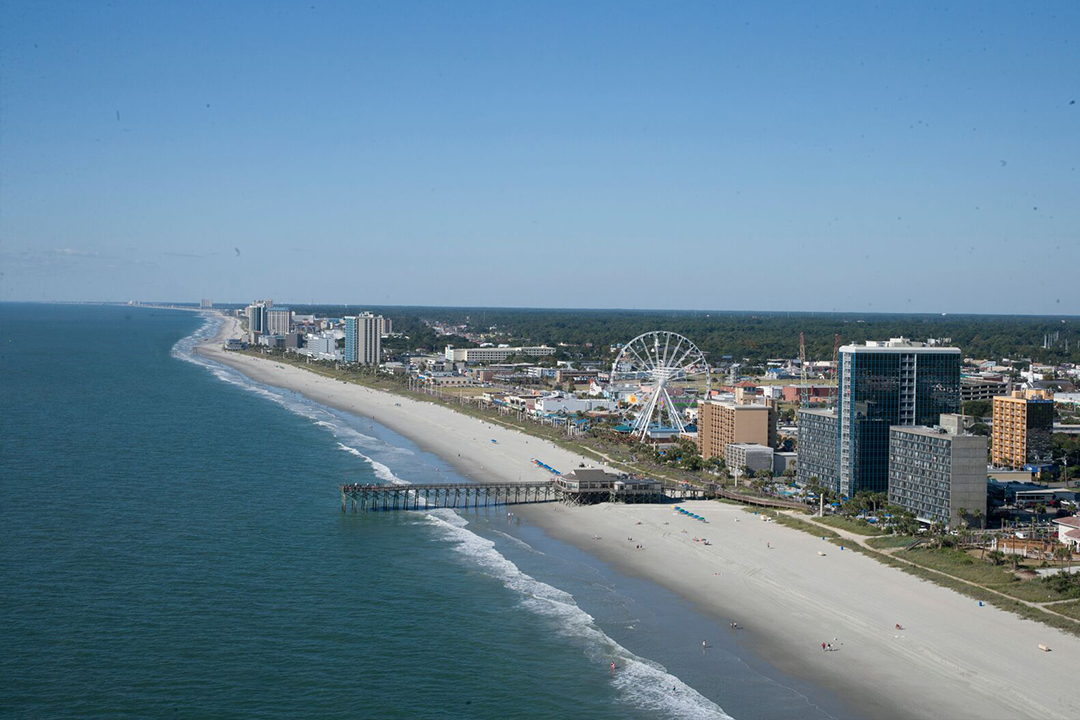 aerial beach views of the Atlantic Ocean from Myrtle Beach