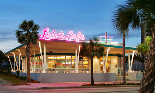 Exterior image of Lulu Cafe on boulevard