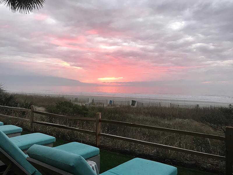 Sunset view from the strand oceanfront lawn