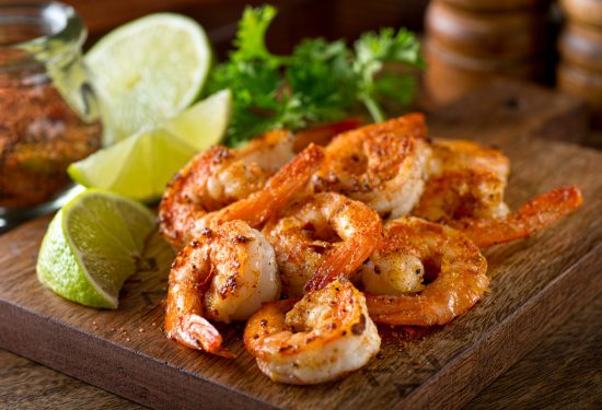 Shrimp on a platter