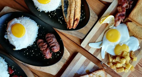 brunch dishes on table