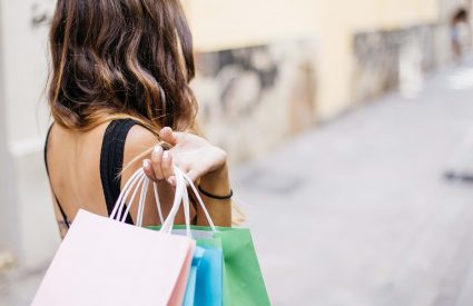 Lady carrying shopping bags